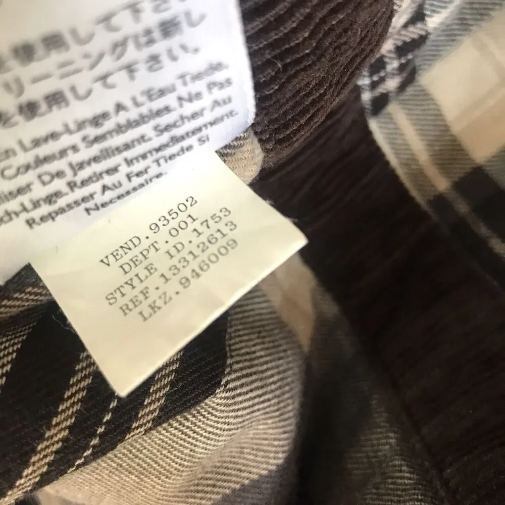 Eddie Bauer Jacket Mens L Chore Barn Field Coat Plaid Lined Corduroy Collar Cuff